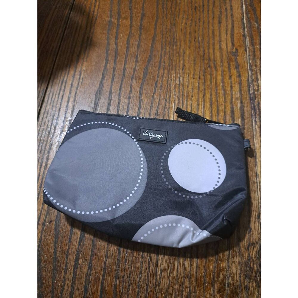 Thirty One Bag Cosmetic Travel Bag Black Grey White